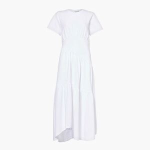 Frame Gathered Seam Short-Sleeves Organic Cotton-Jersey Midi Dress NWOT